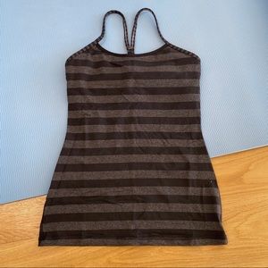 Black and Gray Flow Y striped tank top